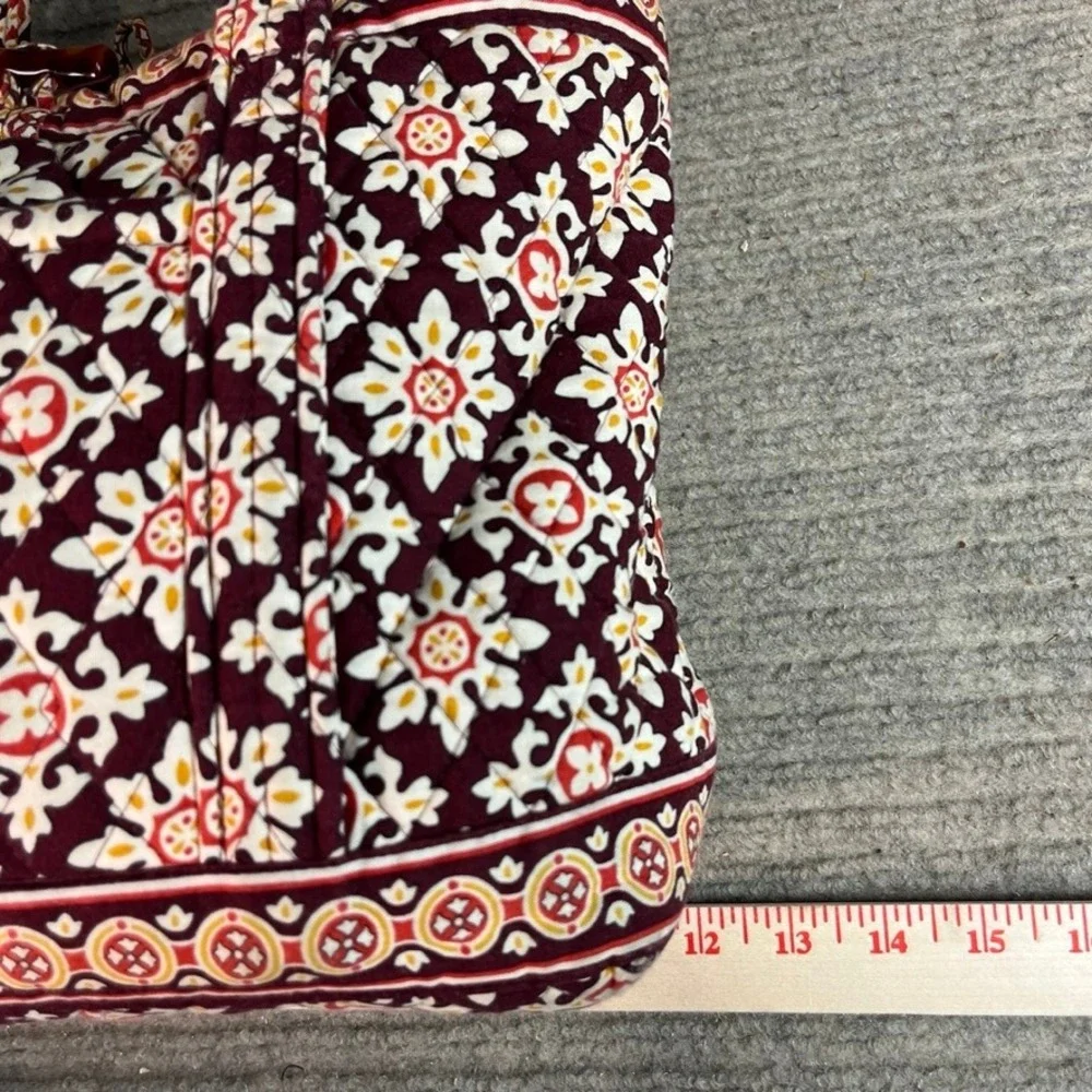 Vera Bradley Symphony in Red Quilted Cotton Tote Bag Burgundy Medallion USA Made